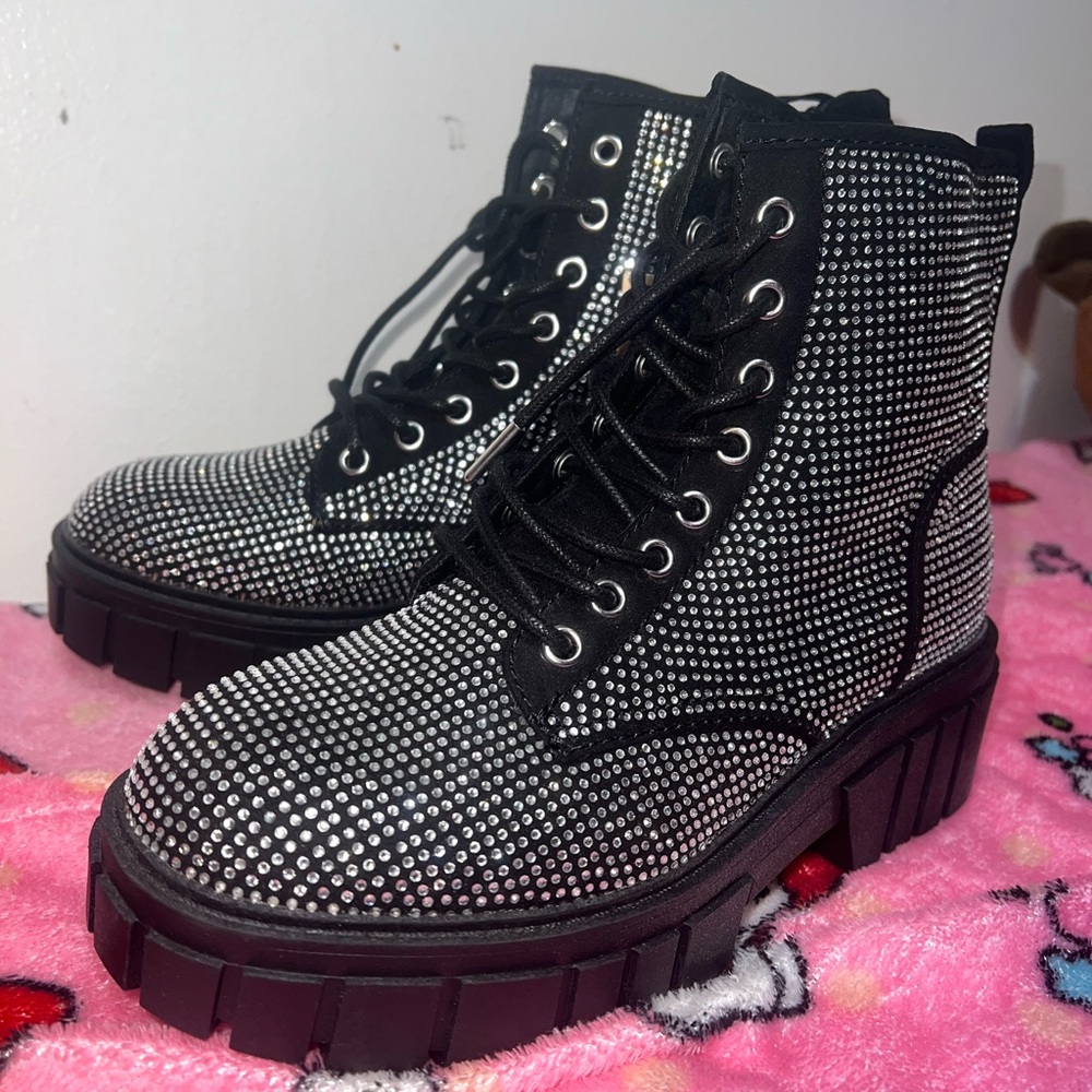 Black and Silver Studded Women's Boots